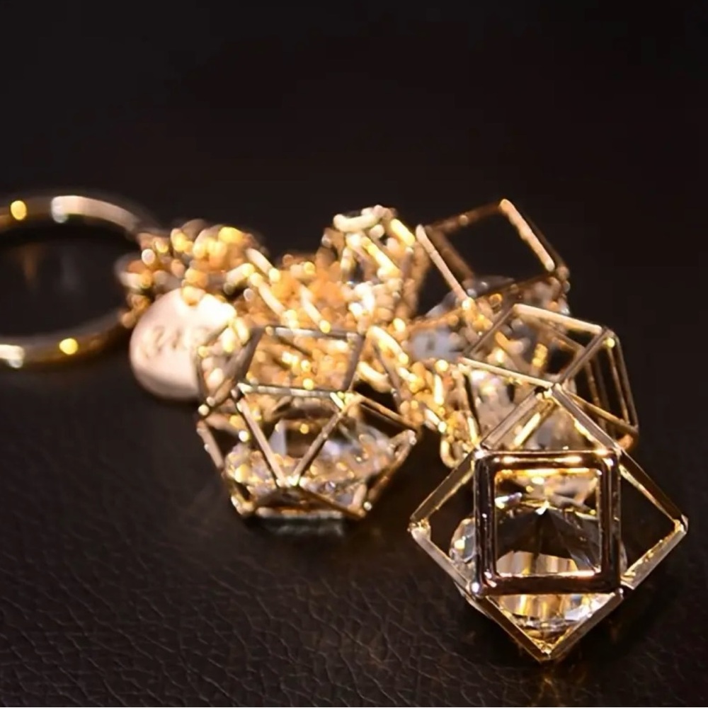 New Rhinestone Gold Cage Keychain/Bag Charm - Picture 8 of 9